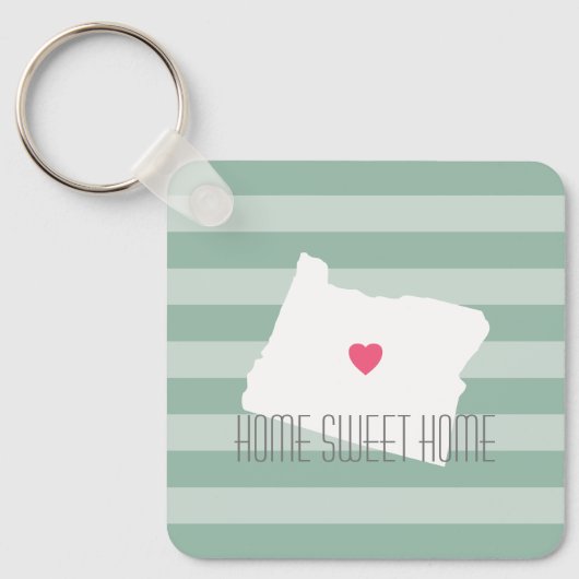 Oregon Map Home State Love met Custom Heart Sleutelhanger (Voorkant)