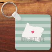 Oregon Map Home State Love met Custom Heart Sleutelhanger (Voorkant)