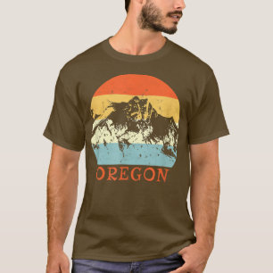 Oregon Mountain Lovers Retro Snow Sking T-shirt