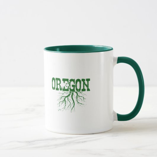 Oregon Name Groene Tree Roots Word Art Mok (Rechts)