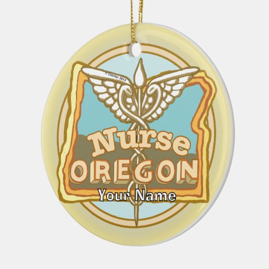Oregon Nurse Caduceus Keramisch Ornament (Links)