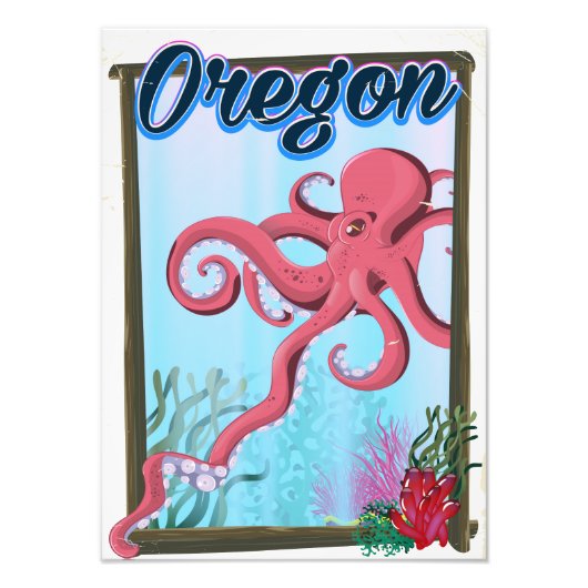 Oregon Octopus reisposter. Foto Afdruk (Voorkant)