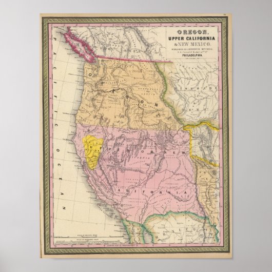 Oregon, Opper-Californië en New Mexico Poster (Voorkant)