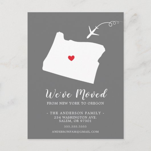 OREGON Post Card (Verplaatsende Aankondiging) Briefkaart (Voorkant)