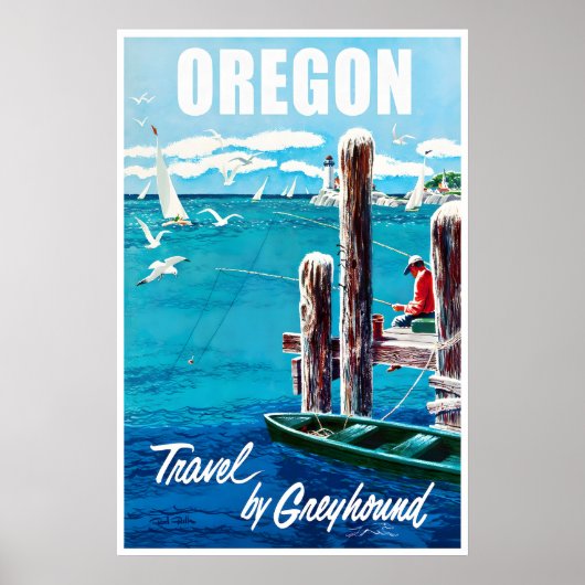 Oregon Reisposter Kust Kunst Visprint Poster (Voorkant)