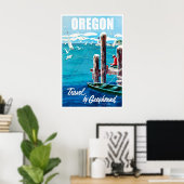 Oregon Reisposter Kust Kunst Visprint Poster (Thuiskantoor)