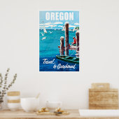 Oregon Reisposter Kust Kunst Visprint Poster (Keuken)