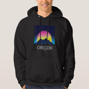 Oregon Retro Mountain Grid 80s 90s Aesthet Hoodie