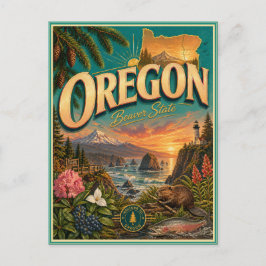 Oregon Retro Reis Souvenir Prentbriefkaart Briefkaart