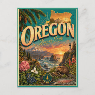 Oregon Retro Reis Souvenir Prentbriefkaart Briefkaart