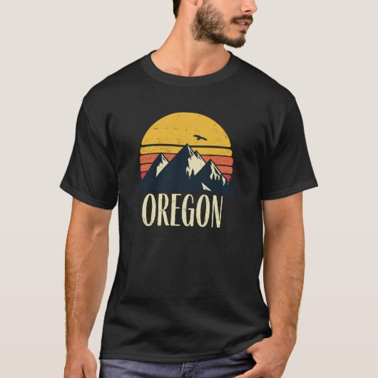 Oregon Retro  staatsgebergte T-shirt (Voorkant)