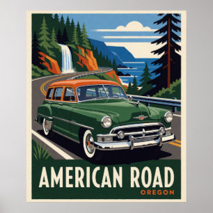 Oregon Road Klassieke Auto Poster