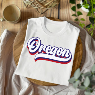 Oregon Rood Wit en Blauw  Script T-shirt