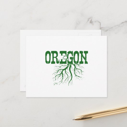 Oregon Rooted with Green Tree Roots Word Art Briefkaart (Voorkant / Achterkant in situ)