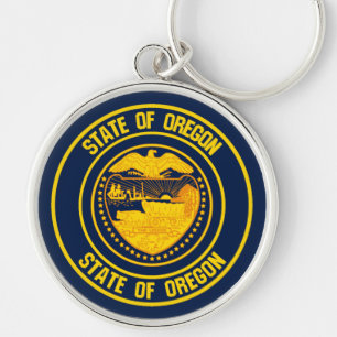 Oregon Round Emblem Sleutelhanger