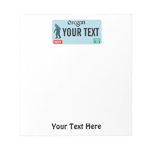 Oregon Sasquatch License Bord Notitieblok (Voorkant)