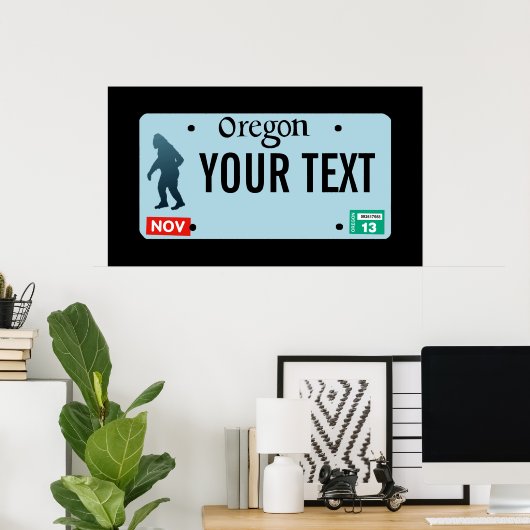 Oregon Sasquatch License Bord Poster (Thuiskantoor)