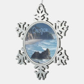Oregon Schiereiland Kustlijn Tin Sneeuwvlok Ornament (Rechts)