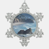Oregon Schiereiland Kustlijn Tin Sneeuwvlok Ornament (Voorkant)