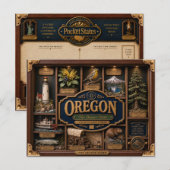 Oregon Shadow Box 3D Figuur Staat Briefkaart (Voorkant / Achterkant)