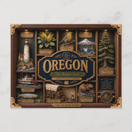 Oregon Shadow Box 3D Figuur Staat Briefkaart