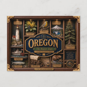 Oregon Shadow Box 3D Figuur Staat Briefkaart