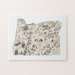 Oregon Shaped Beaver Oregonian  Afbeelding Map Legpuzzel