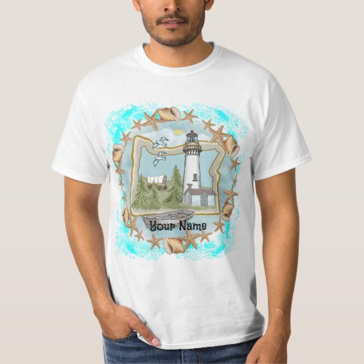 Oregon Shells Lighthouse T-Shirt (Voorkant)