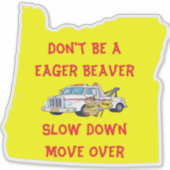 Oregon sleepwagen bever sticker (Voorkant)