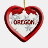 Oregon Snowflake Heart-kerstversiering Keramisch Ornament (Voorkant)