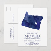 Oregon staat kaart marine blauw waterverf huis ver (Voorkant / Achterkant)