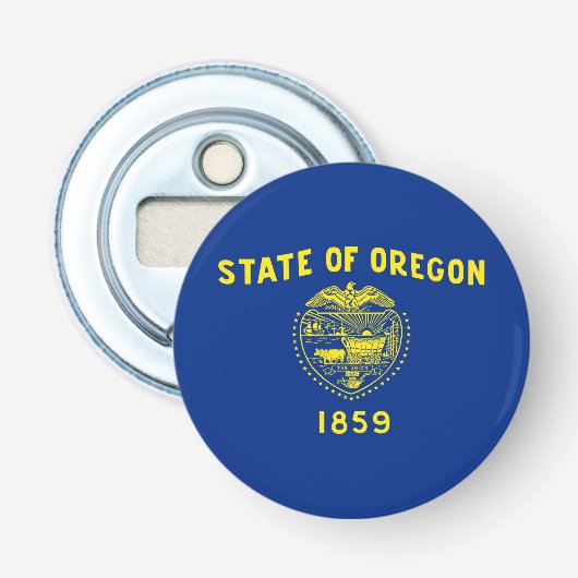 Oregon Staatsvlag Button Flesopener (Voorkant)
