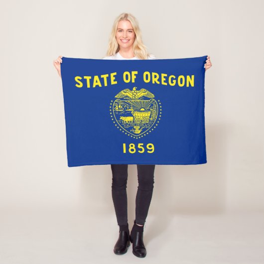 Oregon Staatsvlag Fleece Deken (In situ)
