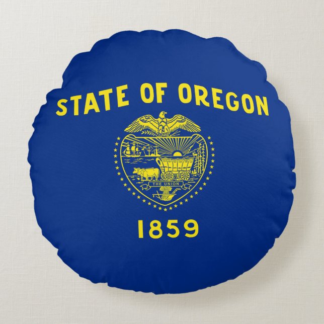 Oregon Staatsvlag Rond Kussen (Voorkant)