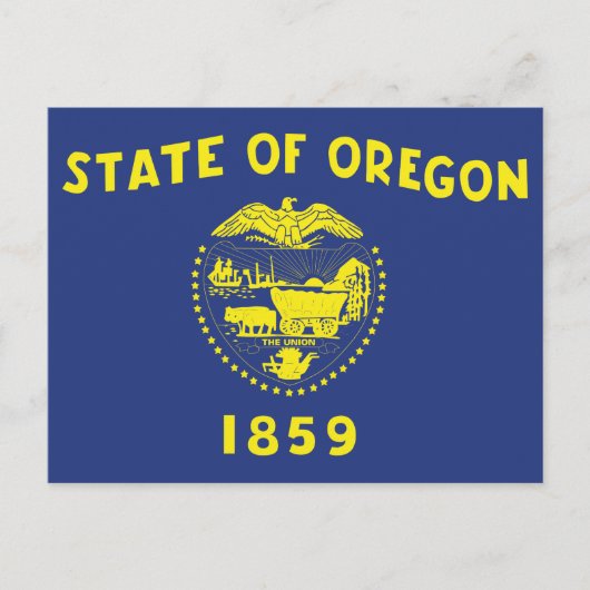 Oregon Staatsvlag Tweezijdig Zegel & Pionier Briefkaart (Voorkant)