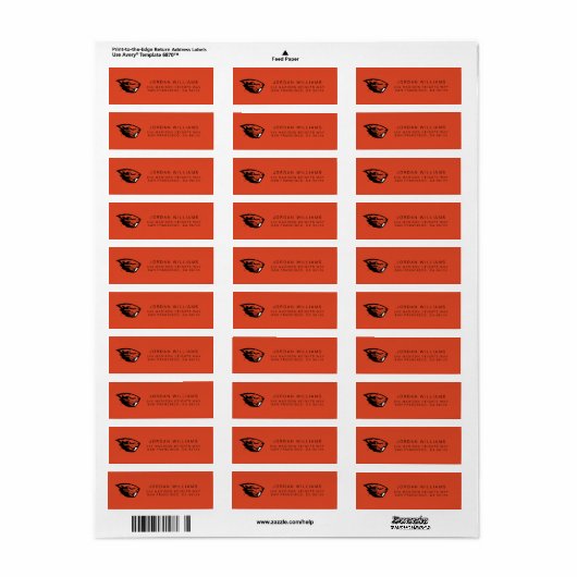 Oregon State Beavers | Beverkop Etiket (Full Sheet)