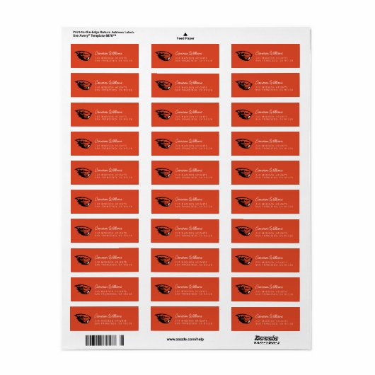 Oregon State Beavers | Beverkop Etiket (Full Sheet)