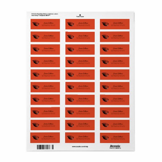 Oregon State Beavers | Beverkop Etiket (Full Sheet)