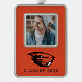 Oregon State Beavers | Beverkop Verzilverd Omlijst Ornament (Voorkant)
