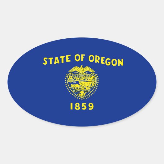 Oregon State Flag Design Ovale Sticker (Voorkant)