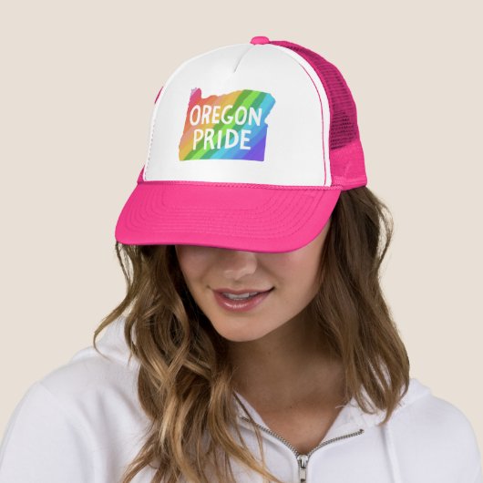 Oregon State Map Illustration PRIDE RAINBOW Trucker Pet (In situ)