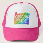 Oregon State Map Illustration PRIDE RAINBOW Trucker Pet (Voorkant)