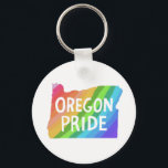 Oregon State Map Illustration RAINBOW PRIDE Sleutelhanger<br><div class="desc">Bekijk deze geweldige sleutelhanger met een kaart van de staat Oregon. Voeg uw eigen tekst toe of verander de achtergrondkleuren. Bekijk mijn winkel voor vlinders,  vogels,  RV's,  kamperen,  wandelen,  bloemen en nog veel meer!</div>