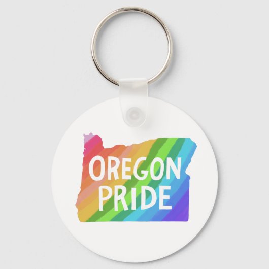 Oregon State Map Illustration RAINBOW PRIDE Sleutelhanger (Voorkant)