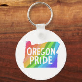 Oregon State Map Illustration RAINBOW PRIDE Sleutelhanger (Voorkant)