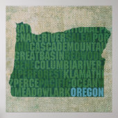 Oregon State Outline Word Map op Canvas Poster (Voorkant)