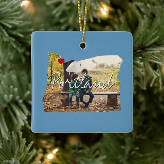 Oregon State Photo insert and town name Keramisch Ornament (Boom)