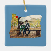 Oregon State Photo insert and town name Keramisch Ornament (Voorkant)