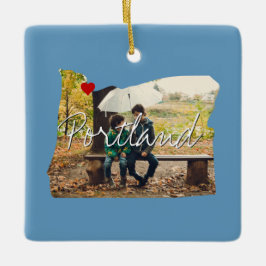 Oregon State Photo insert and town name Keramisch Ornament