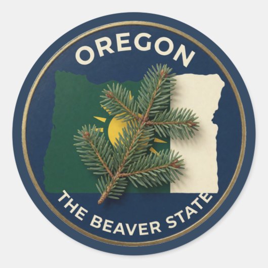 Oregon State Pride Embleem Ronde Sticker (Voorkant)